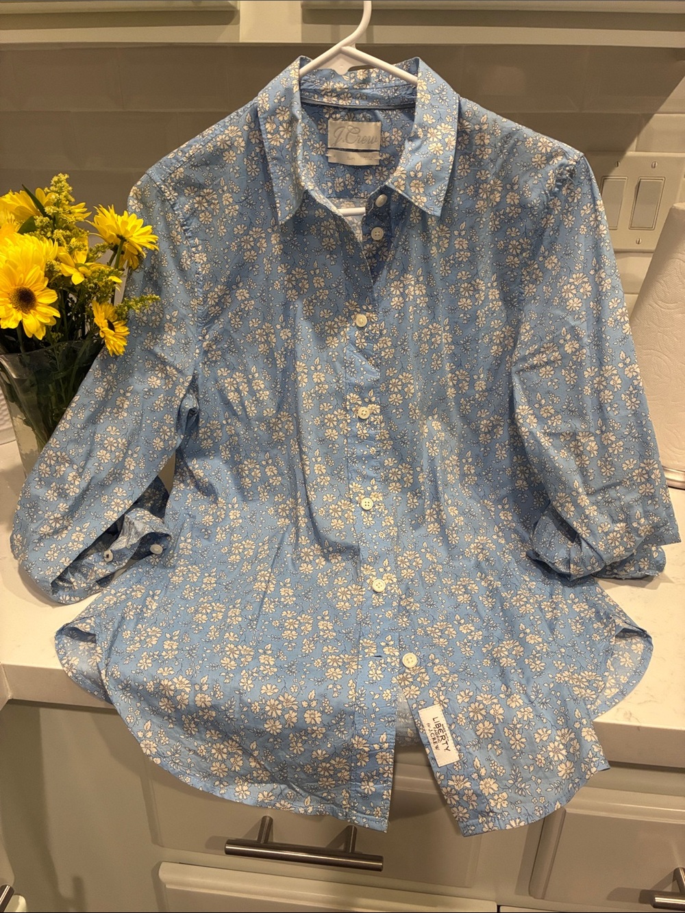 J. Crew Light Blue LIBERTY Floral Cotton Button-Down Shirt